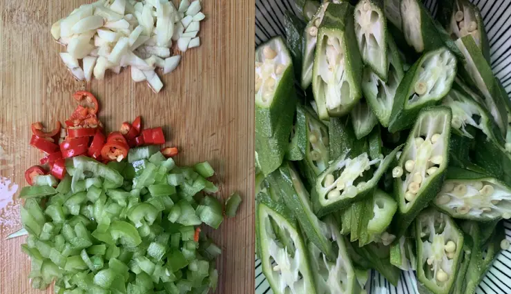 ingredients for okra stir fry