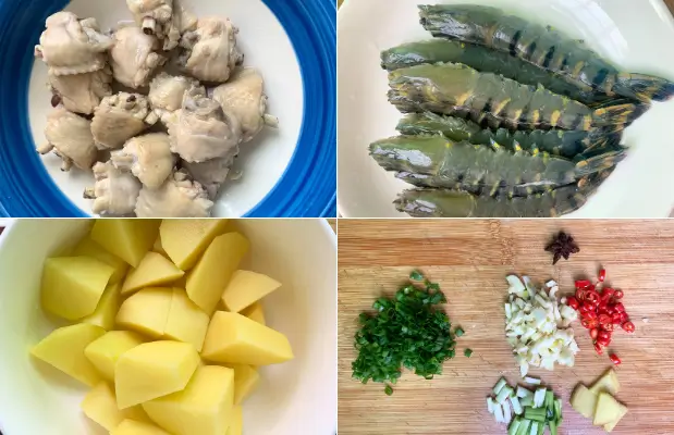 prepared ingredients for clay pot chicken wings with shrimp prepared ingredients for clay pot chicken wings with shrimp