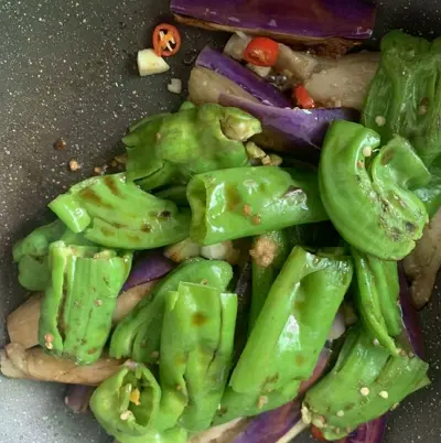 eggplant stir fry with green pepper 4