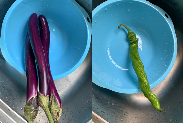 ingredients for sliced eggplant stir fry 1