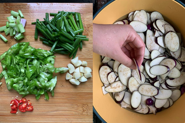 ingredients for sliced eggplant stir fry 2